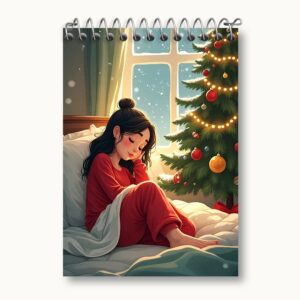 دفتر یادداشت دختر و درخت کریسمس