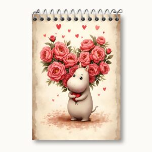دفتر یادداشت اسب آبی و دسته گل