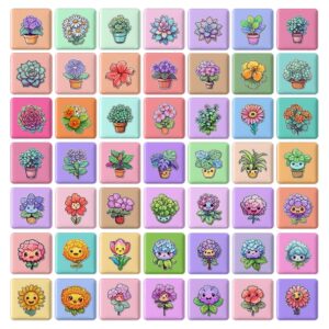 پیکسل مربعی کاکتوس و گل